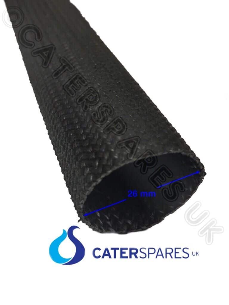 12mm BLACK COVERED HIGH TEMPERATURE SLEEVING 500oC SOLD PER METRE HEAT PROOF, 
