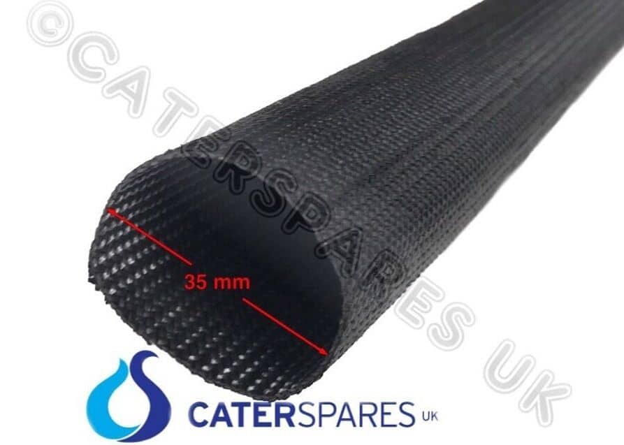 35MM HEAVY DUTY BLACK HEAT RESISTANT PROTECTION SLEEVING COVERING HI TEMPERATURE 